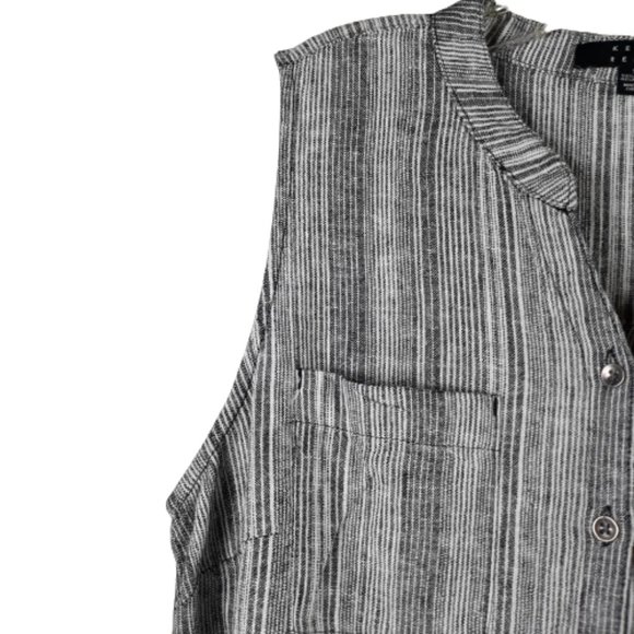 Kelly Renee Womens Linen Blend Striped Sleeveless Black/White Shorts Romper Sz S - Picture 6 of 11
